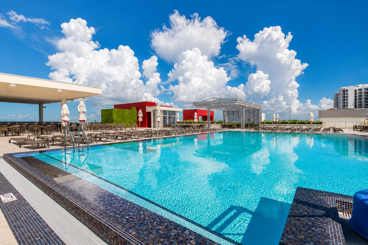Rooftop pool overlooking the Atlantic Ocean in Hollywood Beach